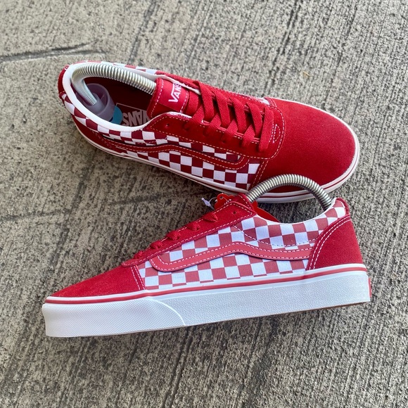 Vans Shoes - VANS Old Skool Crimson Red White Checker Canvas Shoes